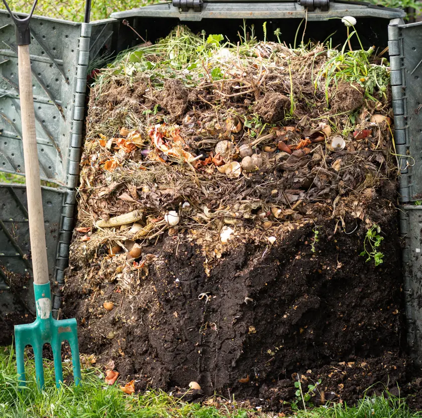 Food and Compost inside a Backyard Composter