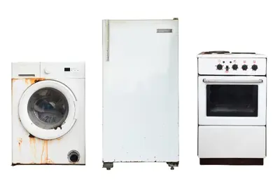 washing machine, fridge and stove